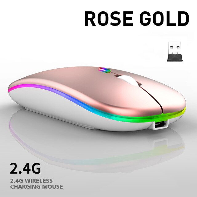 Mouse sem fio recarregável rgb bluetooth mouse para computador portátil sem fio mause silencioso led ergonômico pc macbook gaming mouse: CINZA