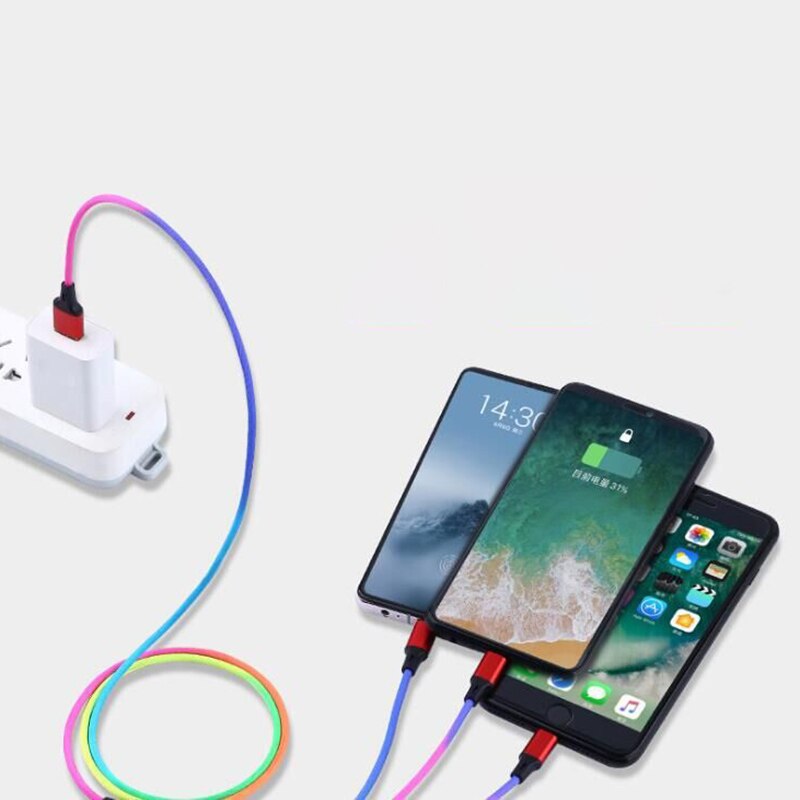 Cavo di ricarica USB colorato 3 in 1 1m per iPhone 6 s 6 S per iPhone12 X XR XS per Huawei Xiaomi accessori per caricabatterie a filo di origine