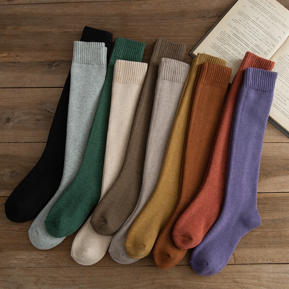 Calze da donna salata inverno capodanno puro colore sport per il tempo libero addensare calze di vitello di alta qualità calde e confortevoli