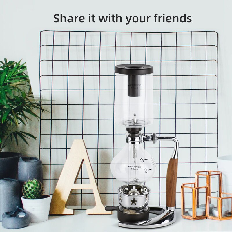 3/5 Cups Syphon Pots Coffee Kettle pot Set Filter Syphon Coffee Maker Tea Siphon Heat-Resistant Household Pot