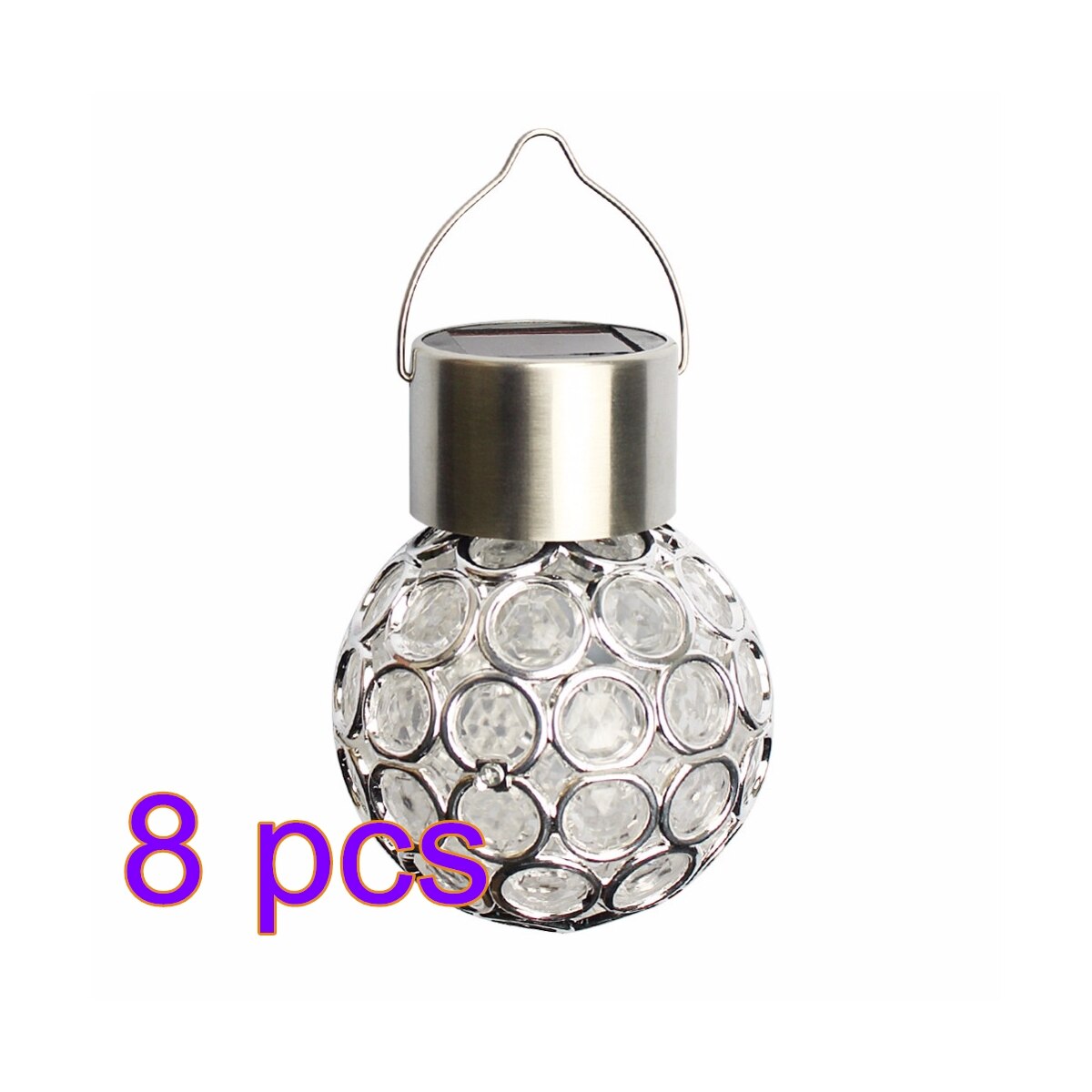 LED Solar Power Glass Ball Crystal Hanging Color Changing Light Bulb Decoration Light For Outdoor Garden Courtyard Tools: 8 pcs