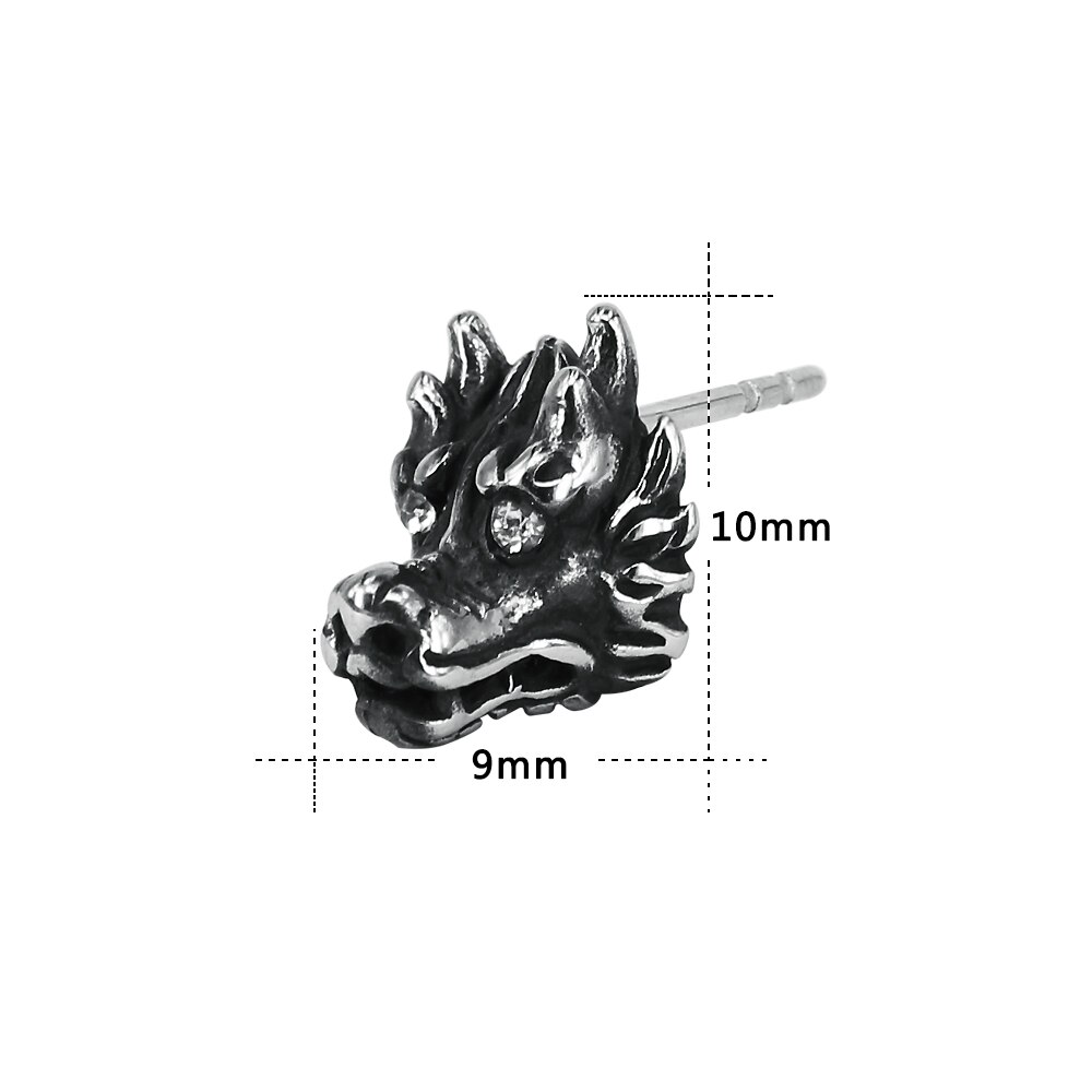 ZS 1 Pair Punk Skull Studs Earrings for Men Hip Pop 316L Stainless Steel Earring Stud Boys&#39; Rock Roll K Pop Ear Piercing Jewelry: ED740SRBK-10