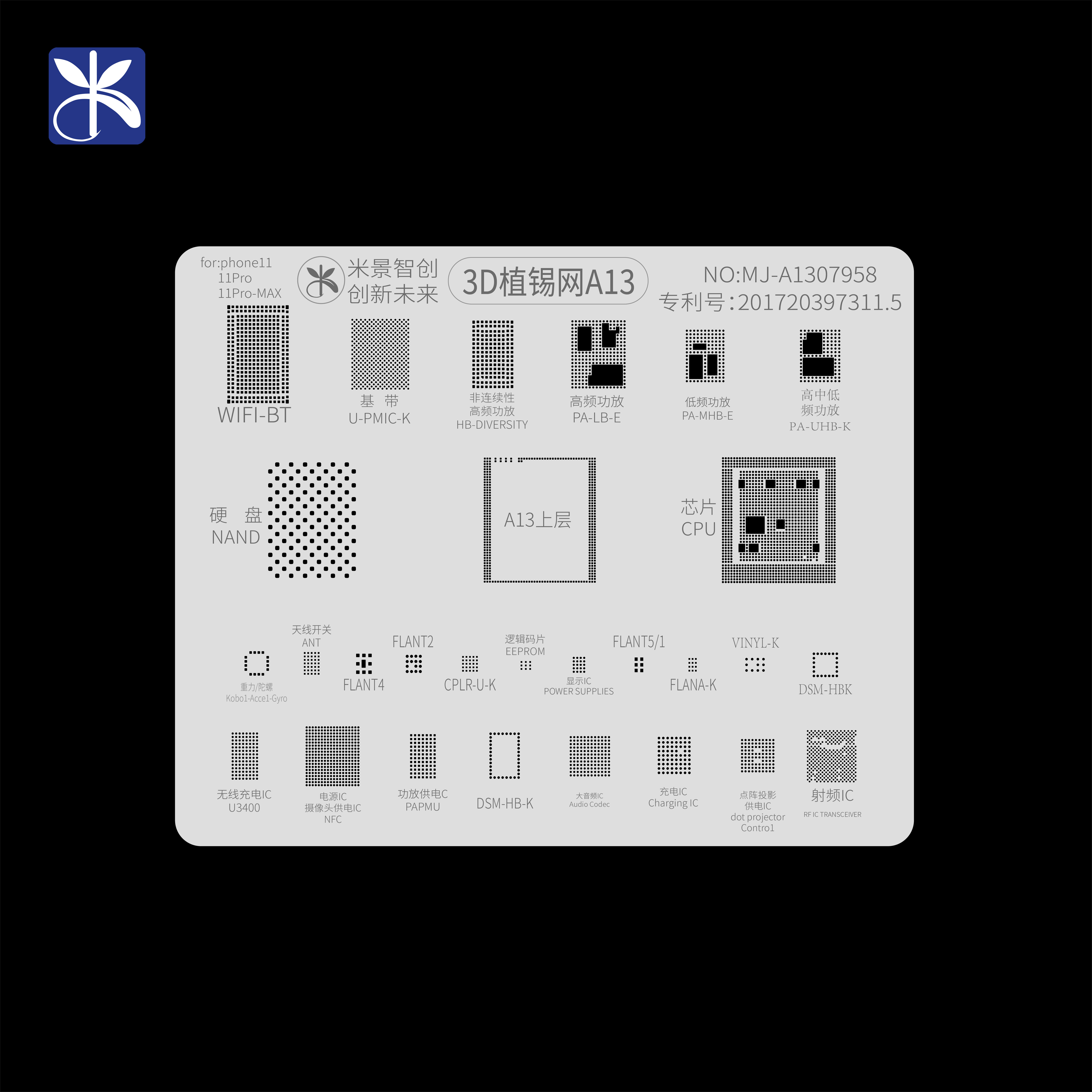 Mijing A8-A13 3D Bga Reballing Stencil Voor Iphone 6/6P/6S/6SP/7/7P/8/8P/X/Xr/Xs/11/11pro/Max Ic soldeer Reball Tin Plant Netto