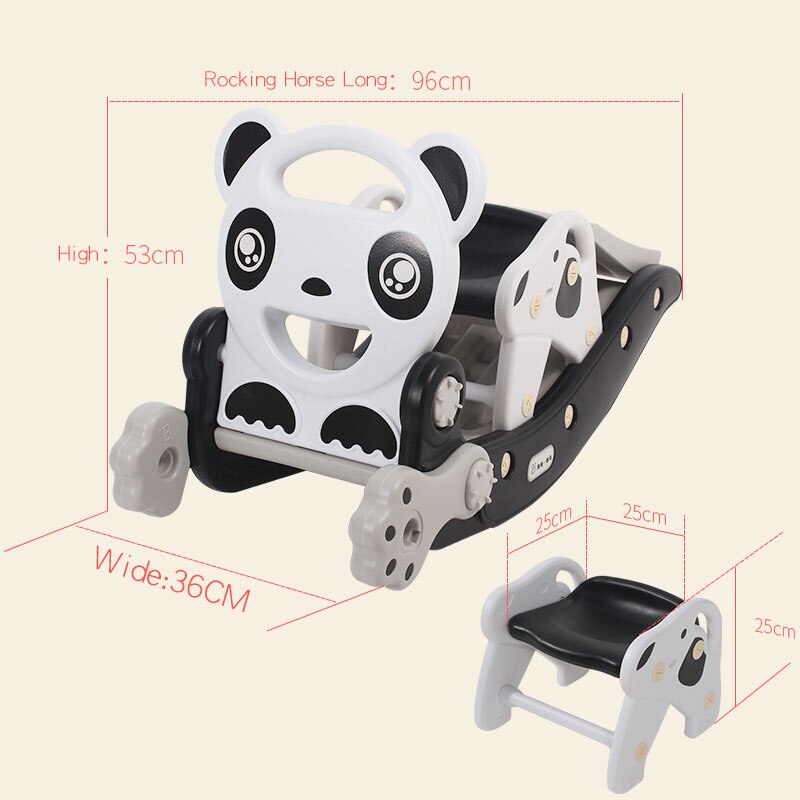 Ruizhi-cheval à bascule 2 en 1 Panda pour enfants, multifonction, avec chaise à bascule à musique, jouets animaux, RZ1204