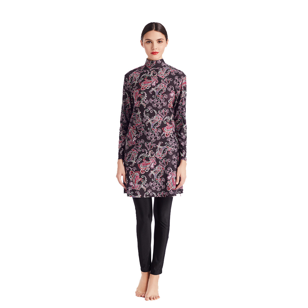 Women's Full Coverage Burkini Swimsuit – Modest Islamic Swimwear With Hijab, UPF 50+ & Floral Print