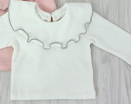 Ruche mouwen 100% katoenen top t-shirt baby meisje solid korte mouw t-shirt kids o-hals peuter shirts zomer meisjes t shirts: WHITE / 9m
