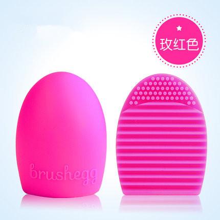 Makeup Silicone Brush Cleaner Glove Egg Scrubber Cosmetic Cleaning Board Pad Cute Silicone Washing Makeup Brush Cleaning Tools: Thicken Rose Red