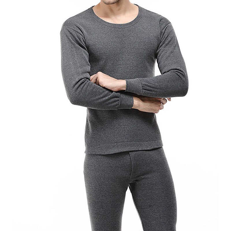 2pcs Autumn Winter Men's Clothing Inner Wear Sleepwear Pajama Tops+Pants Thermal Underwear Set