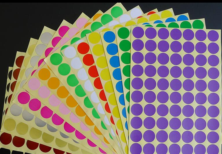 Dot Aufkleber 12 Blätter 6mm 8mm 10mm 13mm 16mm19mm 25mm 32mmRound Label Self Adhesive dot Aufkleber Büro Schule Lieferant Mix farbe