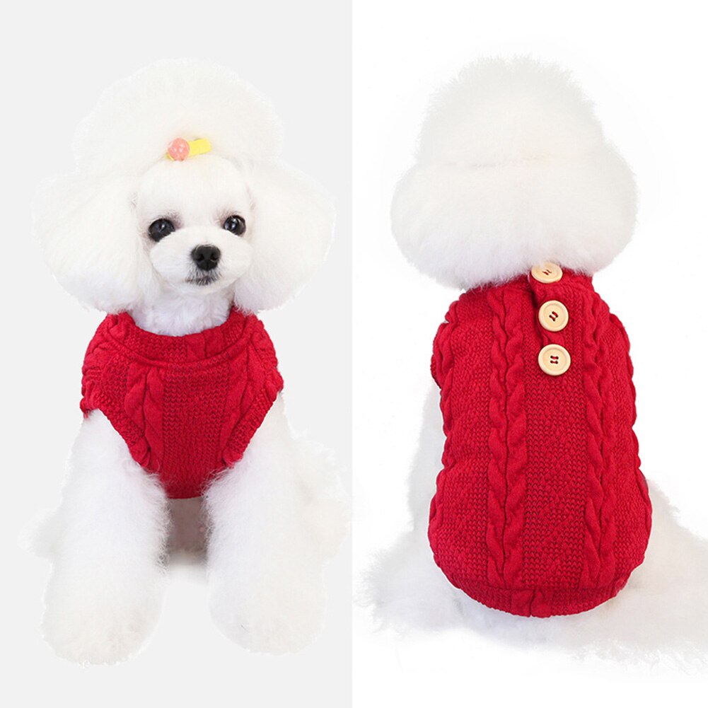 Varm kæledyrstrøje vintertøj striktrøje vinter efterår varm hund hvalpevest sweater strikket tøj dyrekostumebeklædning