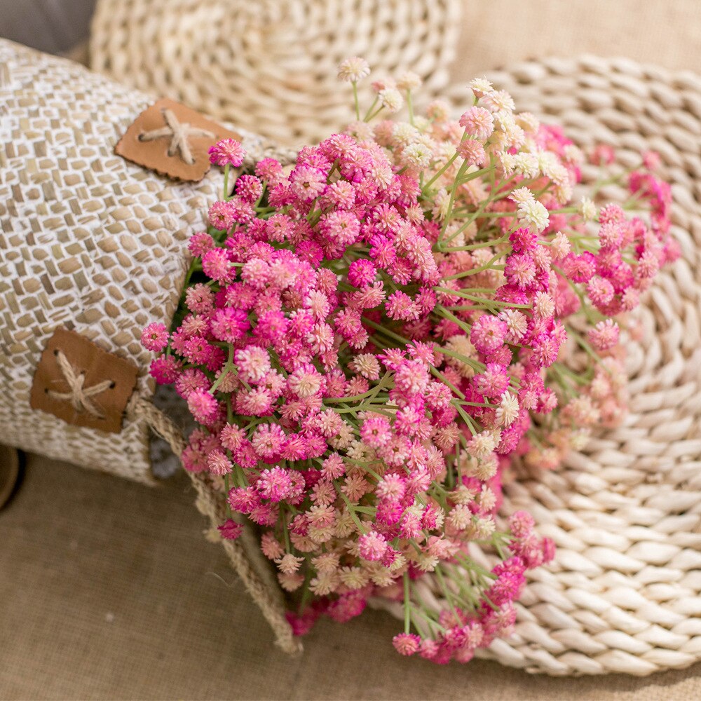 135 mini hoveder ægte følelse kunstig gypsophila bryllup dekoration fødselsdag gør det selv foto rekvisitter plast pu blomsterkrans