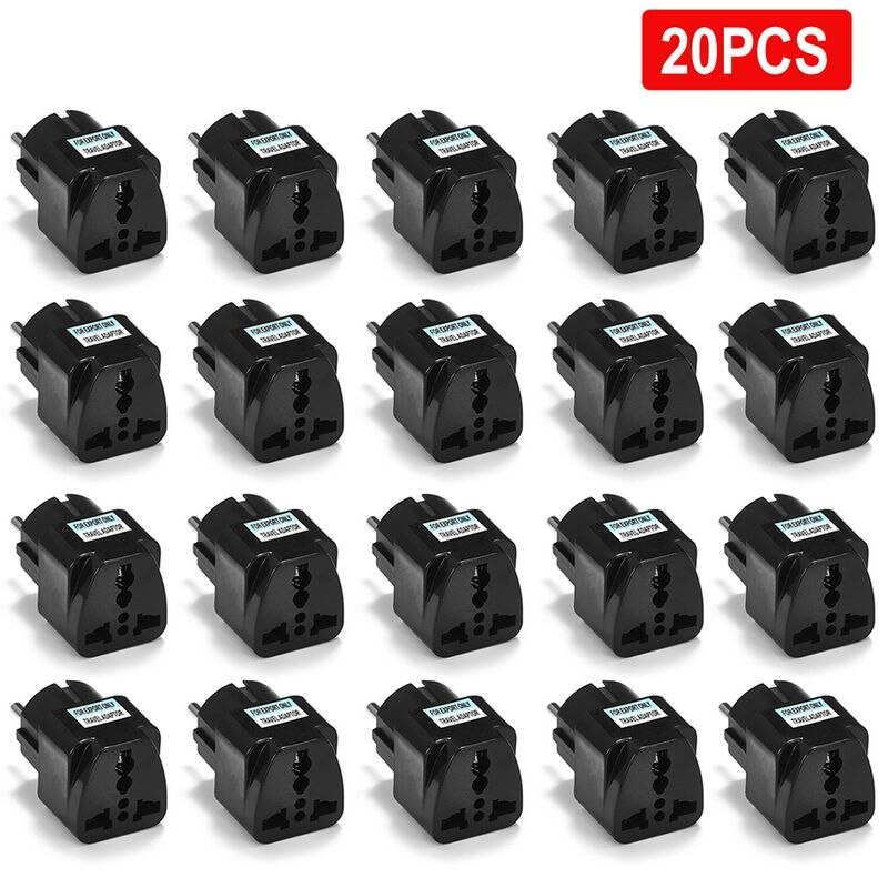 3/5/20Pcs Vs Naar Eu Travel Adapter Euro Kr Eu Plug Adapter Au Uk Universele 4.8mm Adapter Converter Stopcontact Elektrische Plug: 20pcs black