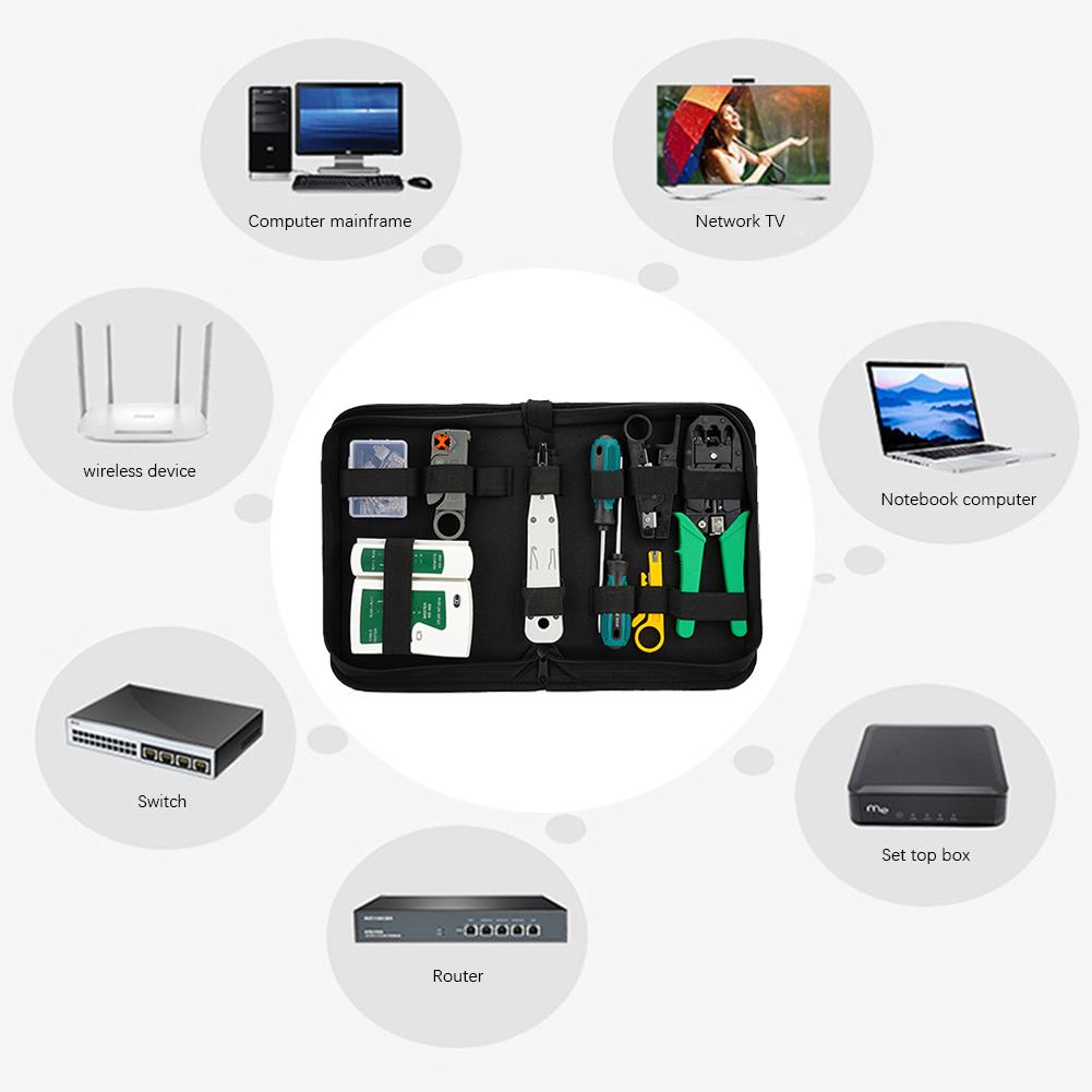 UTP/STP Network Cable LAN Tester Tool Screwdriver Wire Stripper RJ45 Connector Computer Network Crimping Pliers Tool Kit Set