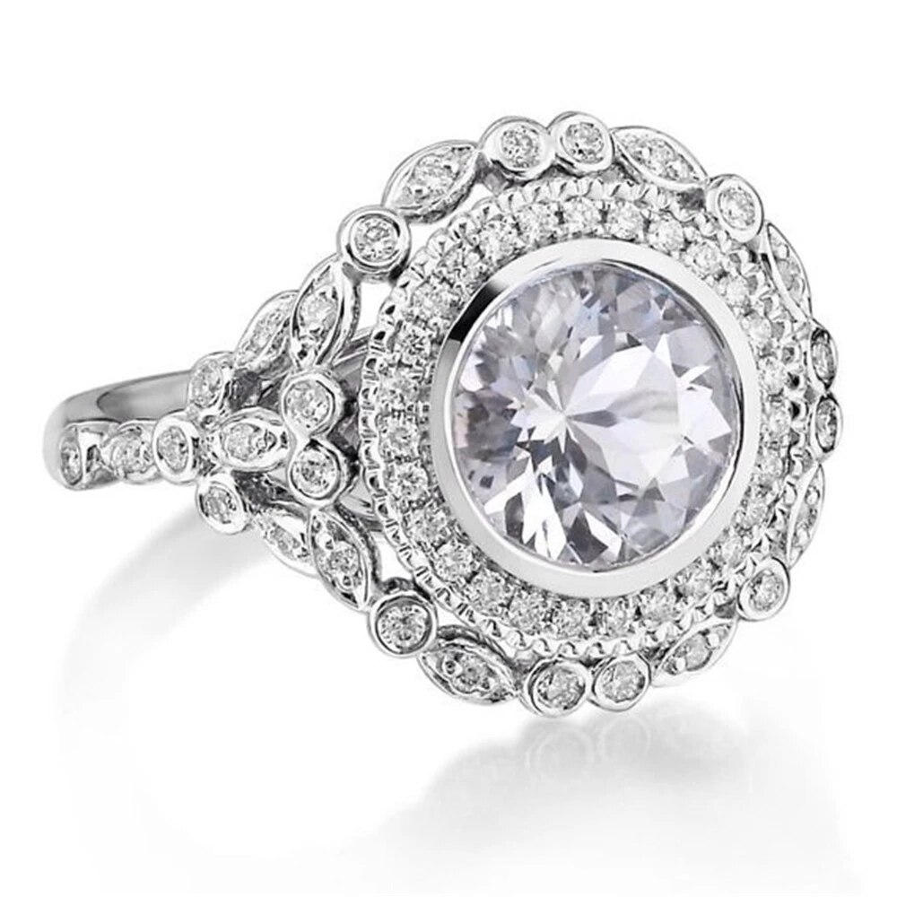 Dames Ring Glamour Bruiloft Romantische Mode Zirkoon Vrouwen Ring Lichtmetalen Engagement Band Verjaardag Valentijnsdag Sieraden: 12