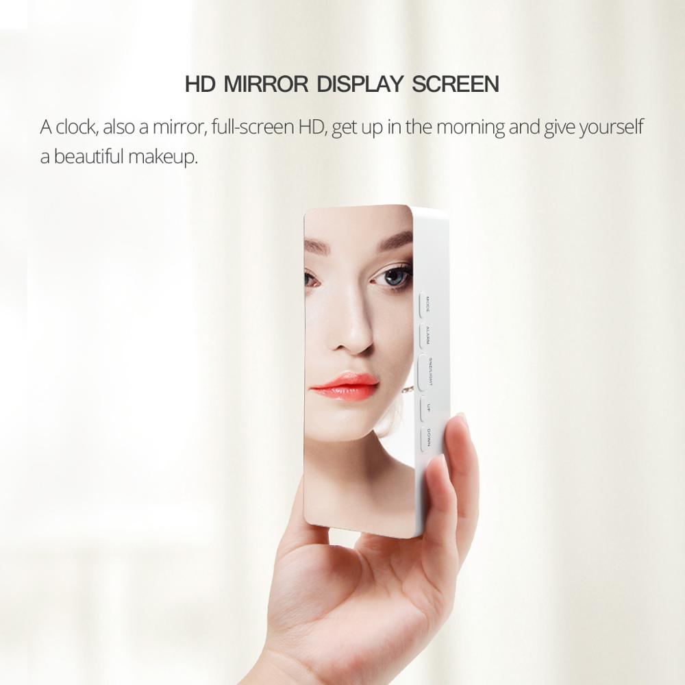 Tafel Klok Led Spiegel Elektronische Klokken Desktop Tijd Datum Temper Snooze Wekkers Nachtlampje Home Office Decor Desk Horloge