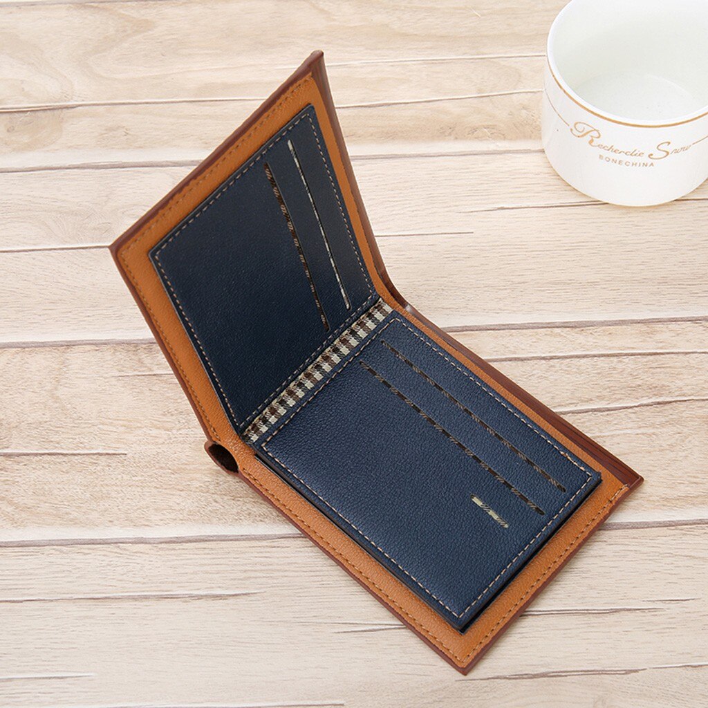 Mannen Business Eenvoudige Casual Lederen Card Cash Houder Organizer Bifold Purse carteira masculina 50