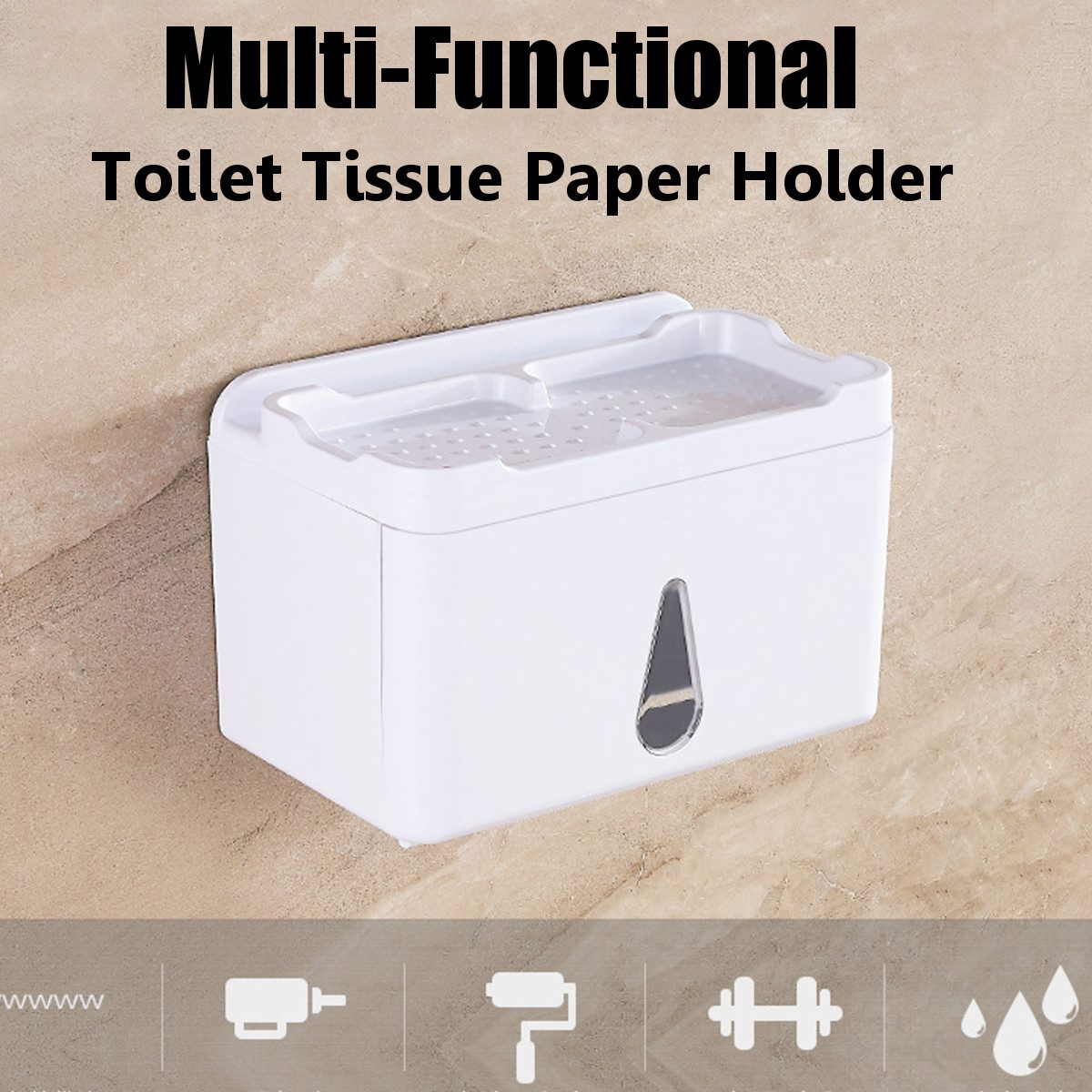 Dubbele Laag Plastic Toiletrolhouder Badkamer Papieren Tissue Doos Pers-Open Wandmontage Plank Opbergdoos Wc Dispenser