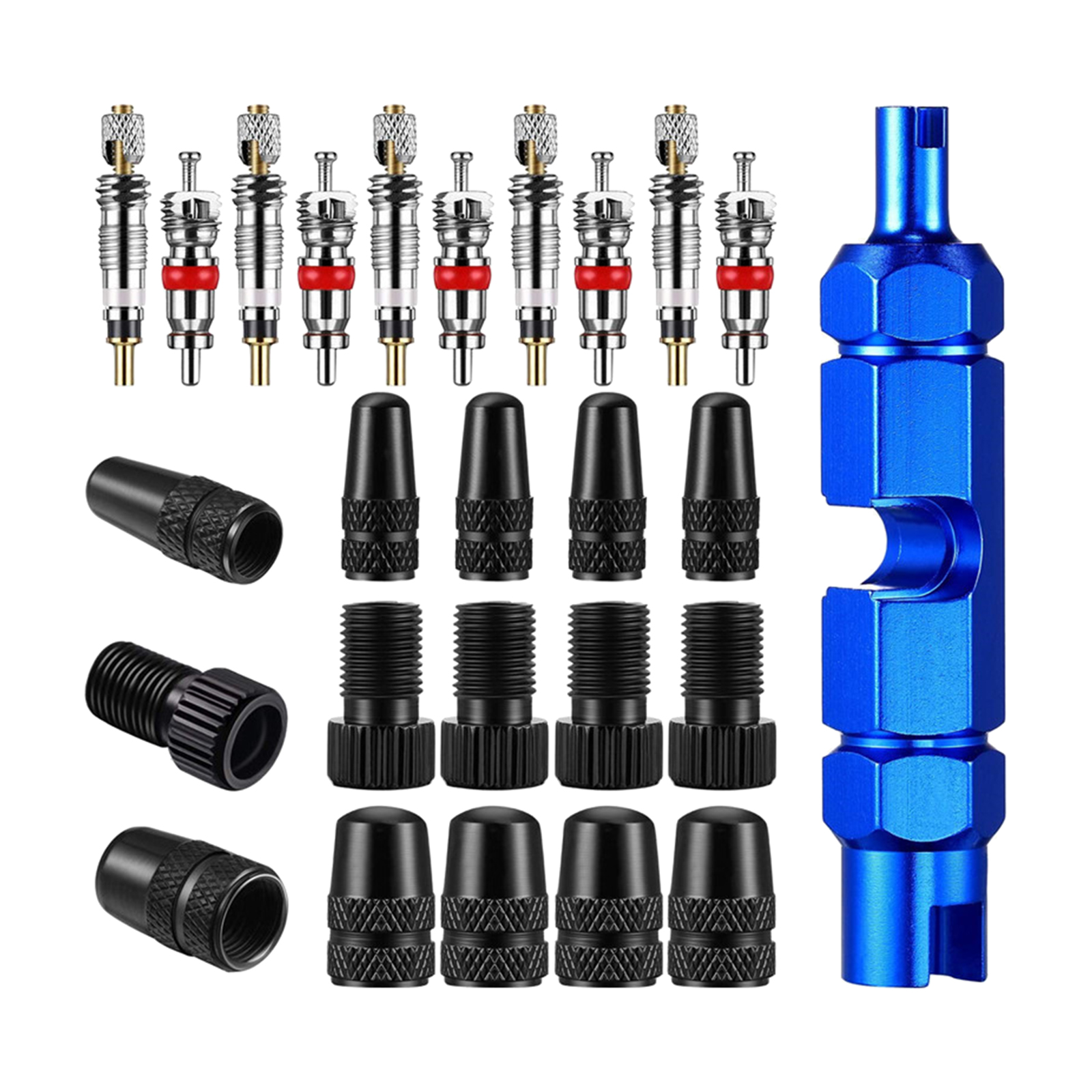 26pcs Presta Valve Cores Remover Tool Kit, Replacement Bicycle Valve Remover Tool Kit, Valve Core for Universal Road Bike Car