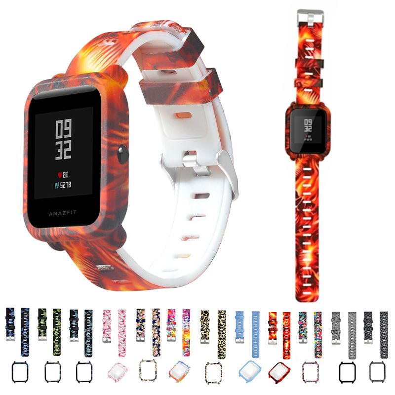 1Set Weiche Silikon Armband Handgelenk Strap Harte PC Schutzhülle Shell Haut Protector für Xiaomi Huami Amazfit Bip Bit jugend Sma