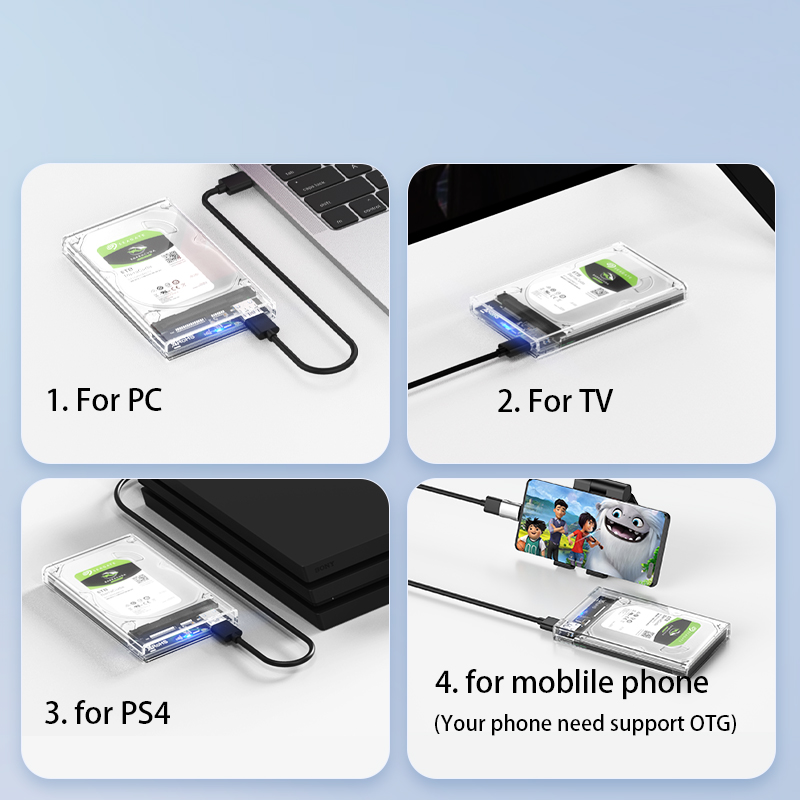 Sata to USB 3.0 Adapter 2.5 Inch SSD HDD Universal Box Hard Drive Enclosure Hardisk Protective Case Max 6TB For Samsung Kingston