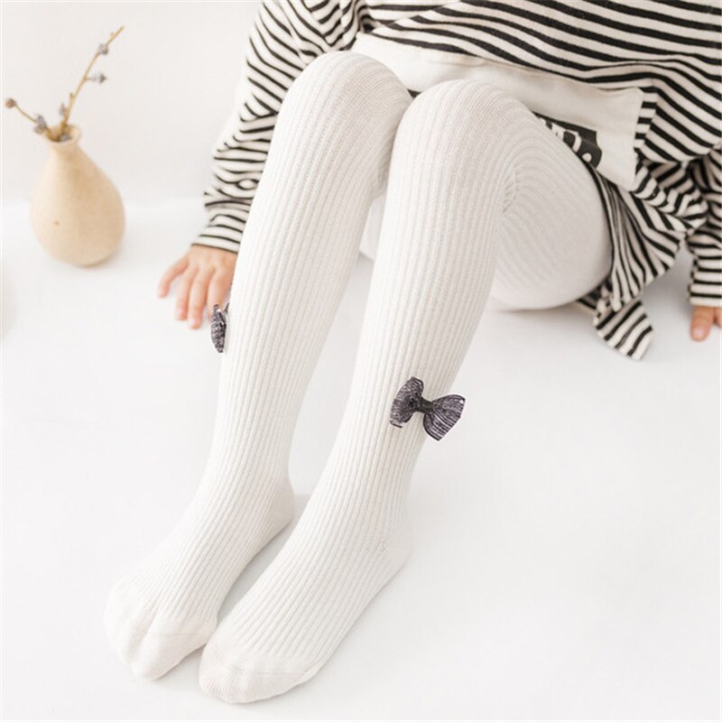 Dzieci niemowlę maluch niemowlę dziewczynki dzieci miękkie ciepłe rajstopy pończochy rajstopy elastyczny łuk rozciągać śliczne księżniczka zwykły 1 par: biały / 6 m