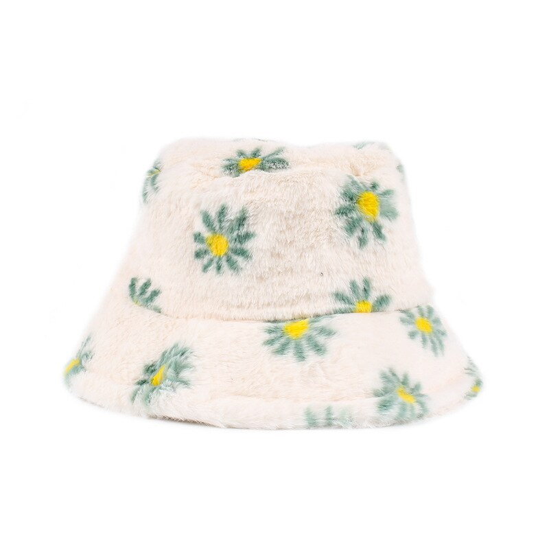 Novo chapéu de balde de moda para mulher faux skin femme boné multicolorido flores quentes chapéus de inverno quente ao ar livre casual chapéu de pescador hat hat hat hat hat: style 8