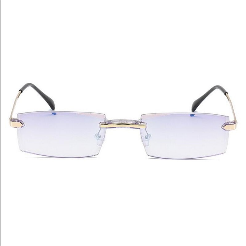 Luksus diamant udskåret stil nærsynethed briller mænd anti-blå lys kantfri kortsigtet briller diopter  -1 -1.5 -2 -2.5 to -4.0
