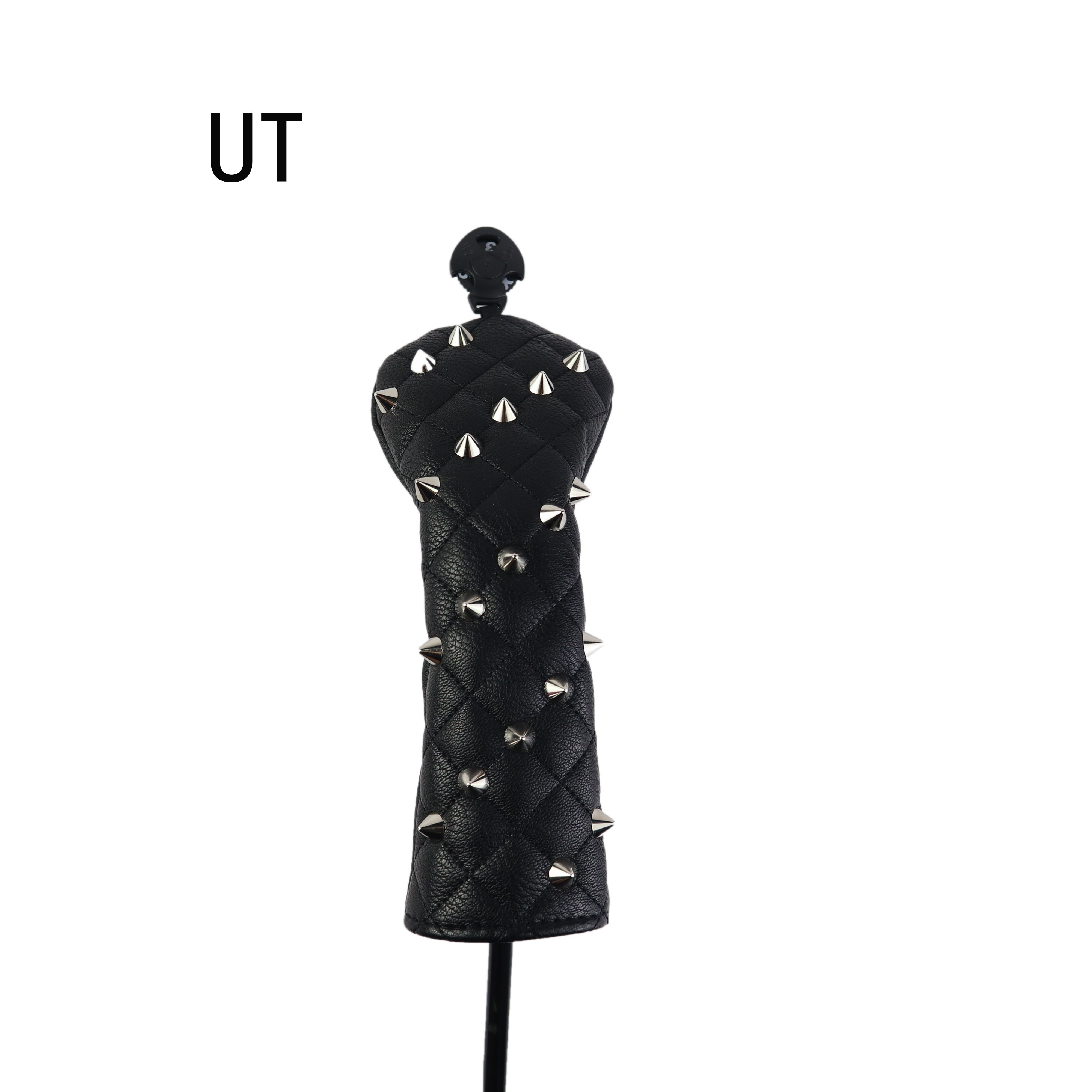 NRC Golf Head Cover for Driver Fairways #3 #5 Hybrids PU Leather Golf HeadCover: Black silver UT