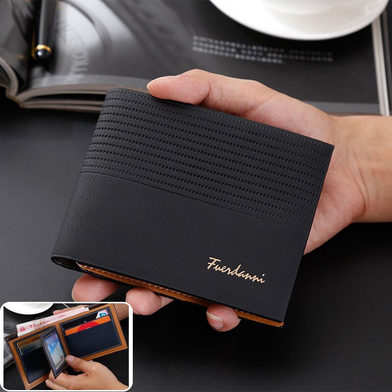 Luxe Heren Portemonnee Lederen Solid Slim Portefeuilles Mannen Pu Leather Bifold Korte Credit Card Houders Portemonnees Zakelijke Portemonnee mannelijke: 3450 Black