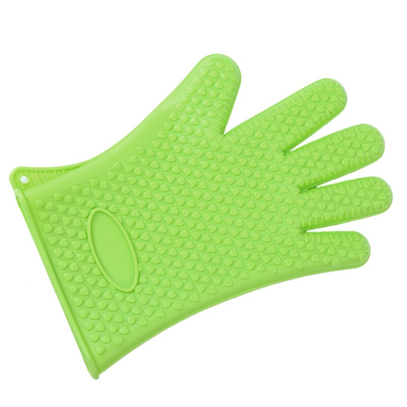 1 Pc Silicone Glove Heat Resistant Glove for BBQ Grill Gloves for Cooking Baking Tools Barbecue Grilling Gloves: Green