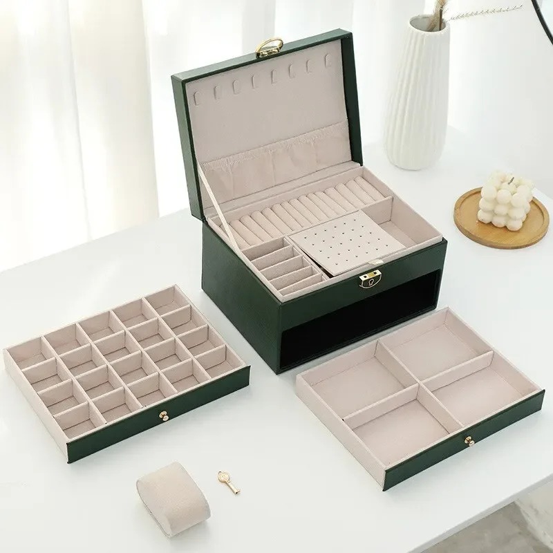 Stylish and Functional Jewelry Holder Box for Display and Storage of Necklaces, Earrings, with Multiple Layers and Compartments