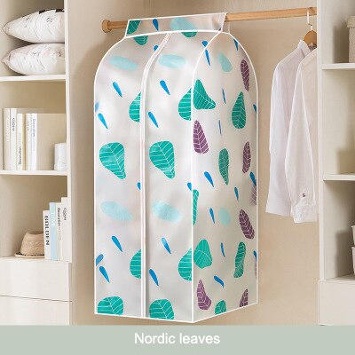 Clothing Dustproof Bag Dust Cover Hanging Printing Coat Storage Hanging Clothes Dust Bag Clothes Cover Thickening: Nordic leaves / 30x60x90cm