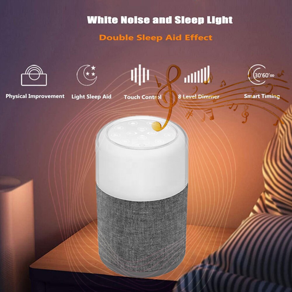 Portable White Noise Sleep Sound Machine Gradient Light Natural Sounds &amp; Music Baby Sleep Sound Machine Adults Stress Relieving