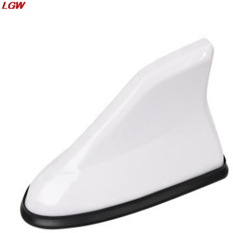 Upgrade signal GM shark fin antenna car top cover FM/AM radio antenna replacement Universal roof antenna Tail decorative antenna: white