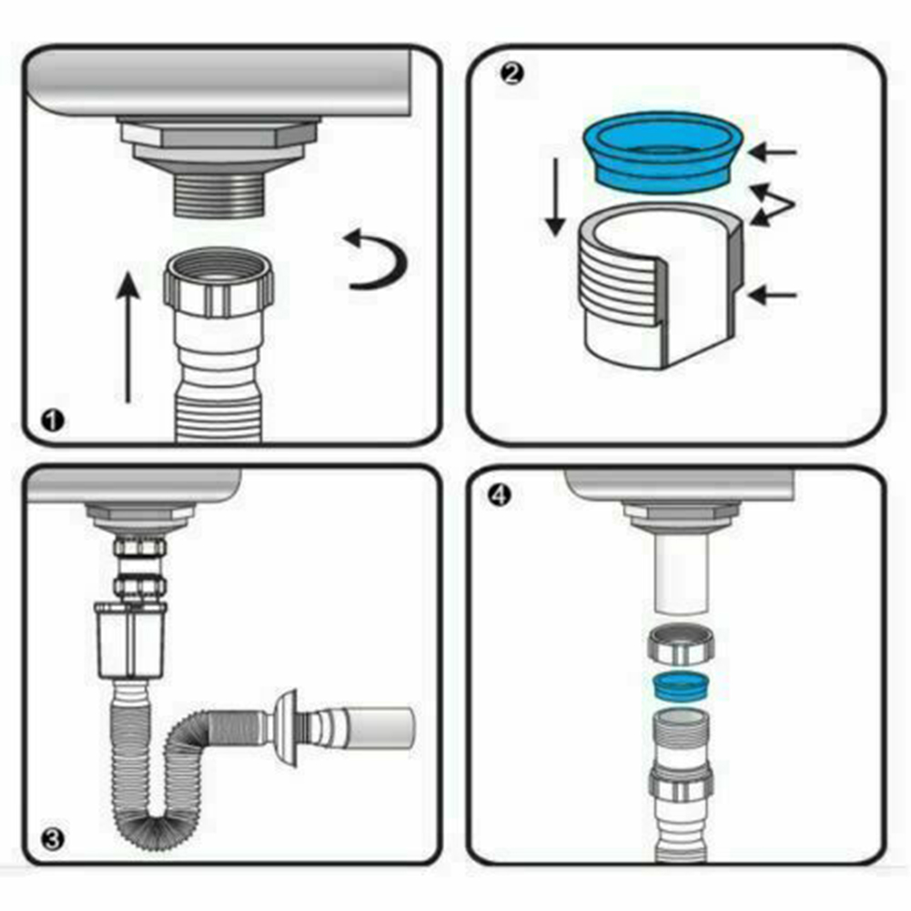 Conector de trampa, sifón de cocina telescópico, apriete manual para instalar, no necesita herramientas, fregadero, tubo de residuos Flexible