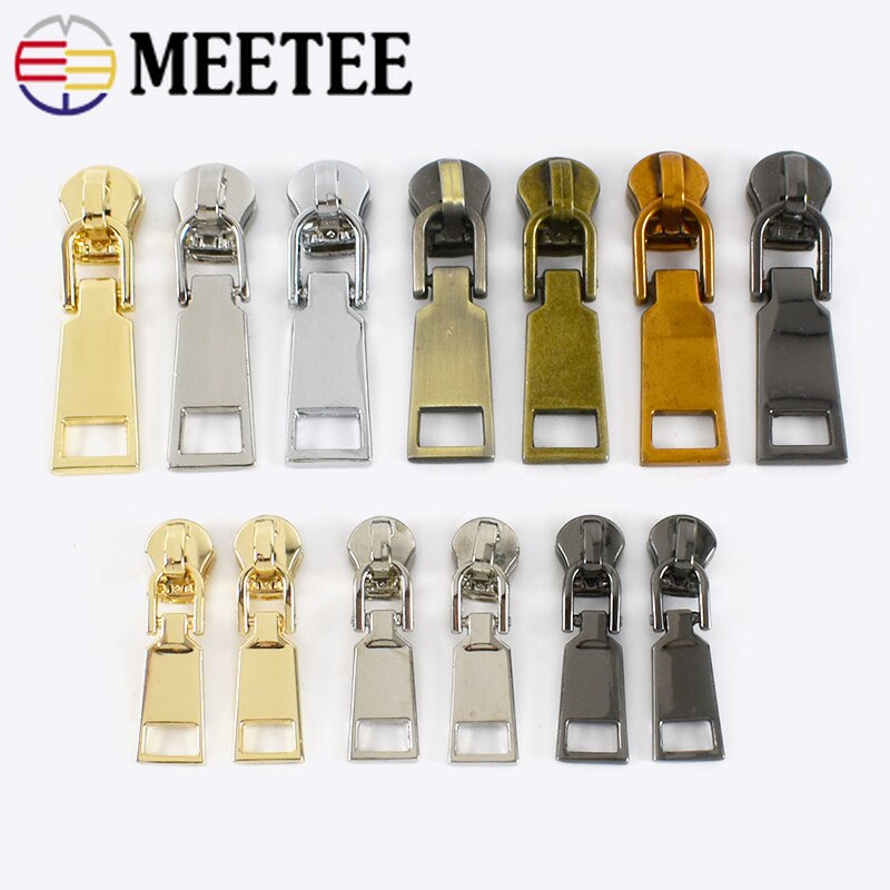 Meetee-deslizadores de cremallera para chaquetas con cremallera de Metal, Kit de reparación de cremalleras con cabeza extractora, accesorio de costura, 20 piezas, 3 #5 #