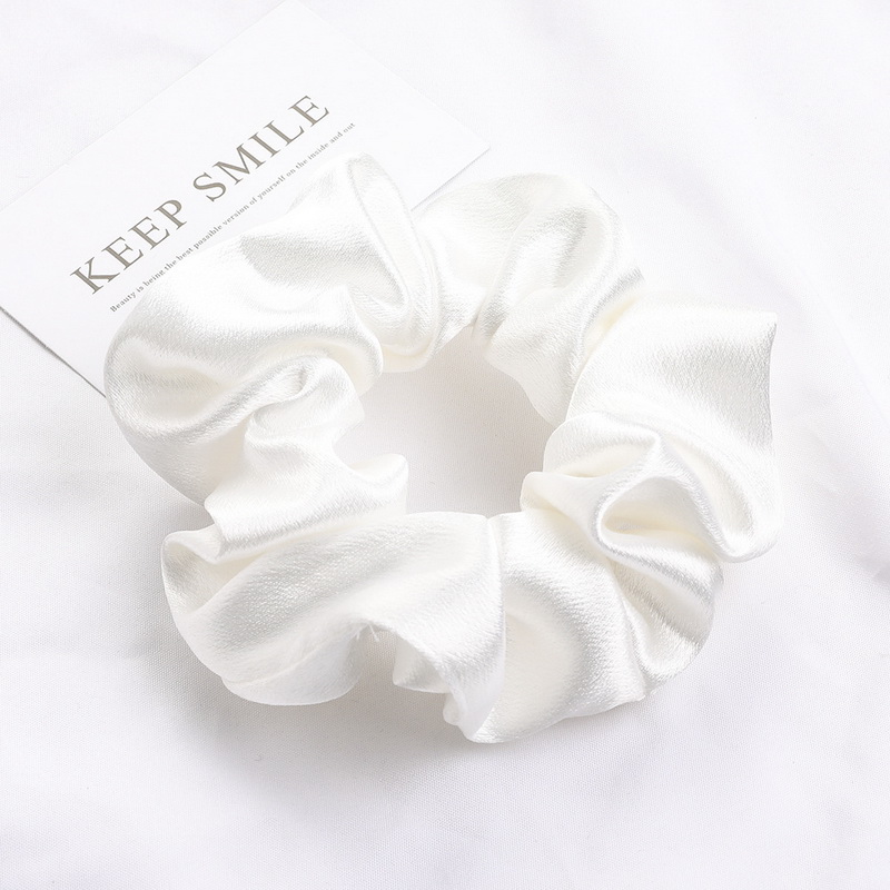 Scrunchies de satén de Color sólido de Corea para mujeres, coletero saten pelo mujer gomas de pelo saten negro y rojo coleteros de seda satin scrunchies cuerda para el cabello, tocado: Negro