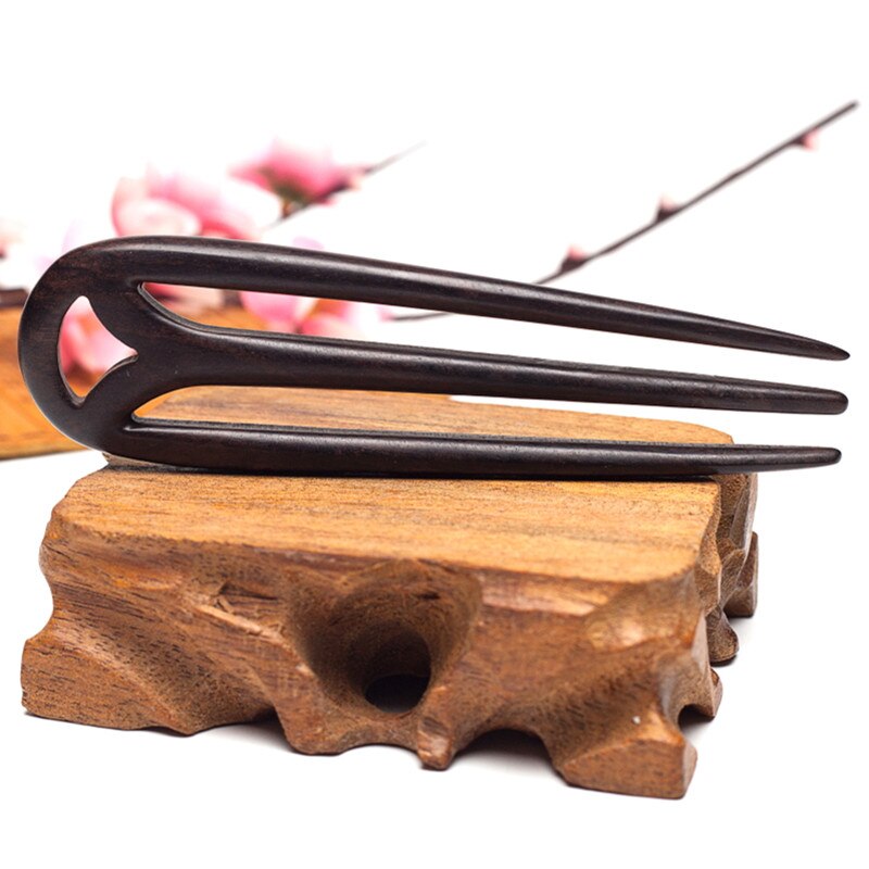 Classical Chinese Sandalwood Hairpin Handmade Hair Stick black Vintage Jewellery Wedding hair accessories jewelry