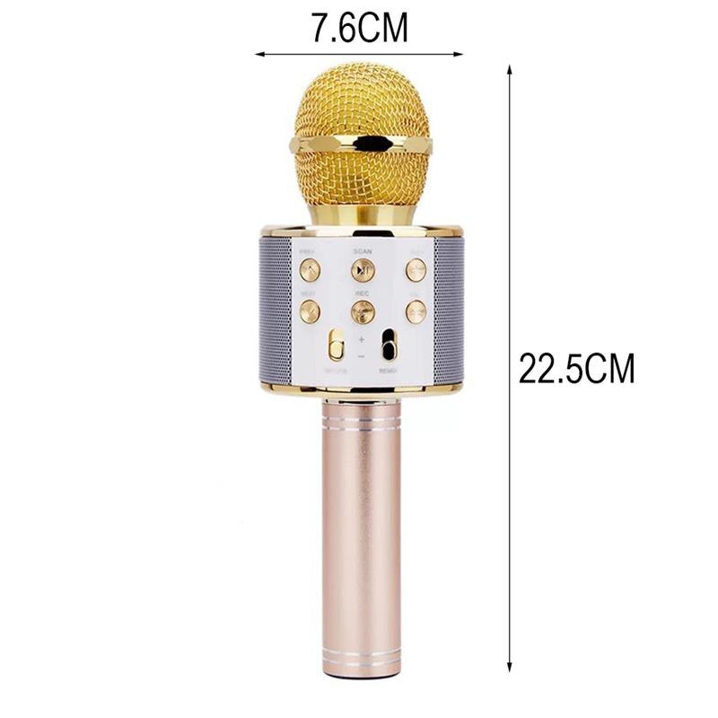 Portable Bluetooth Wireless Microphone Portable Home Party Handheld Karaoke Speaker Player Singing Recorder Mic For Ios Android: Gold