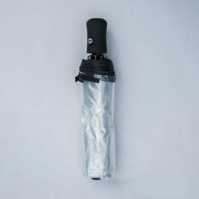 Transparant Thicken Drievoudige Volautomatische Paraplu Pvc Duidelijke Mannen Zwarte Business Vrouwen Rain Paraplu Meisjes Outdoor Parasol: Black