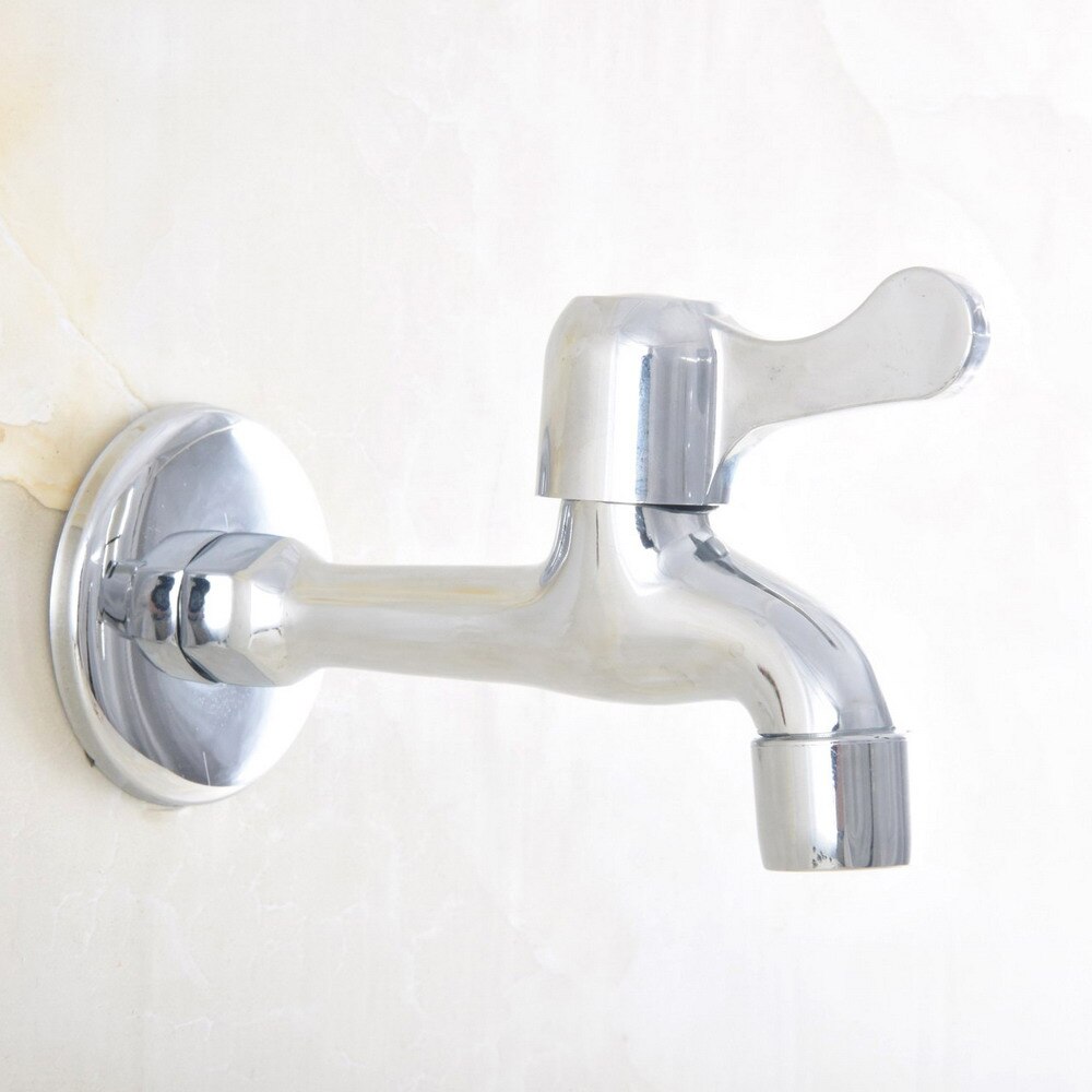 Polished Chrome Wall Mount Bathroom Mop Pool Faucet Laundry Sink Water Taps Toilet Cold Bibcock Nav165