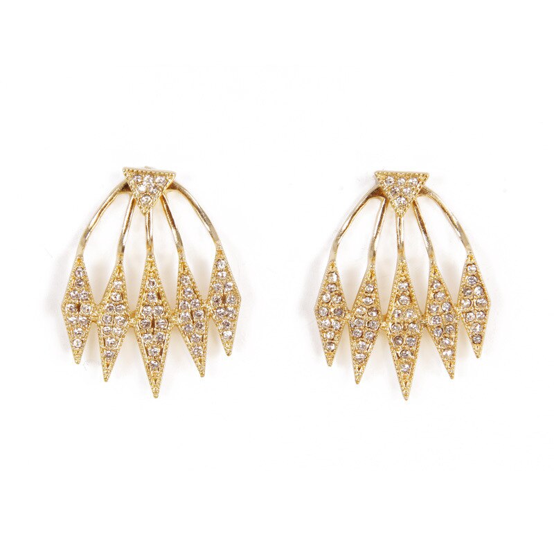 Pendientes con diamantes de imitación rómbicos para mujer, aretes de cristal, Piercing geométrico de lujo, joyería a la , Oorbellen: gold