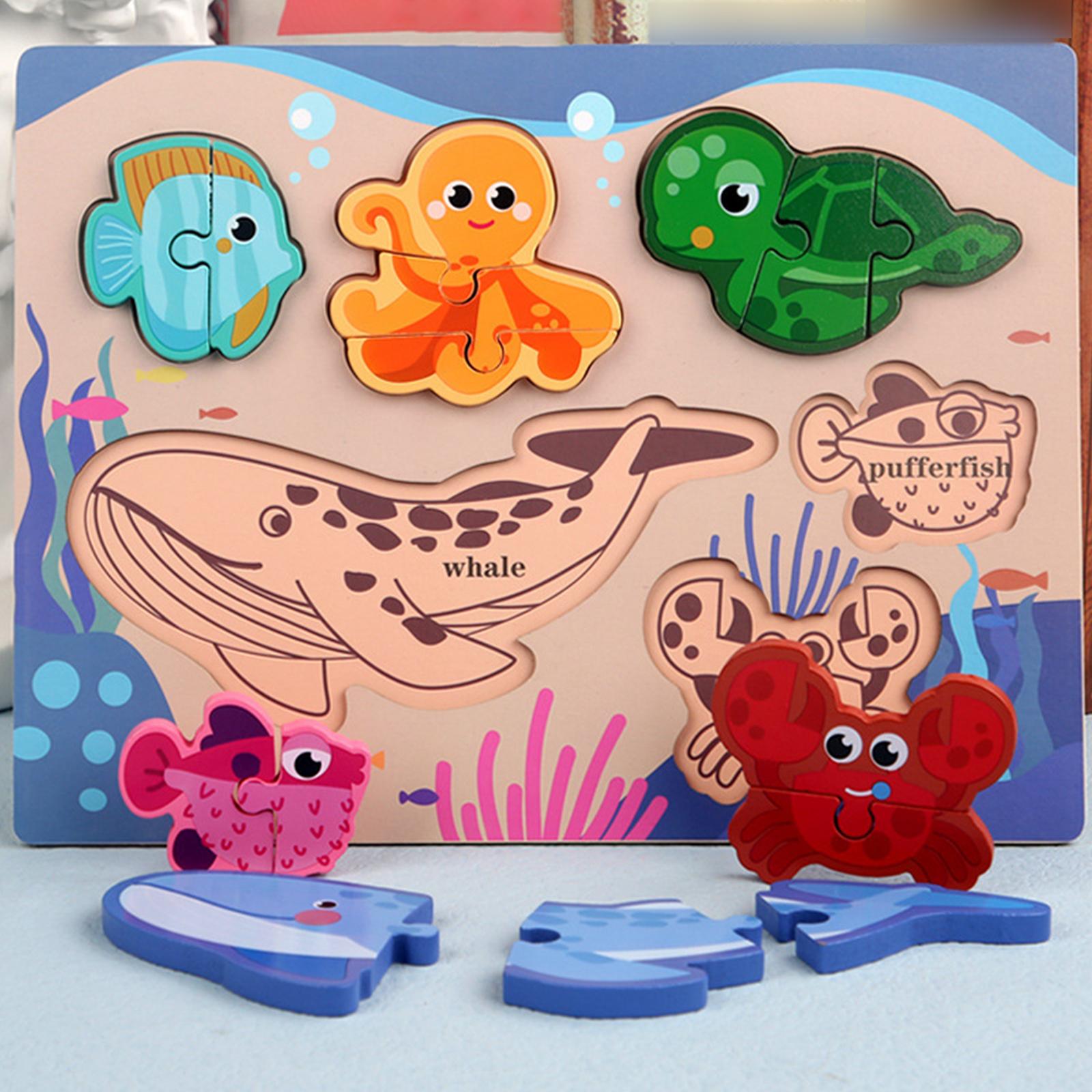 Wooden Puzzle Early Learning Cognitive Shape Matching for Toddler Children