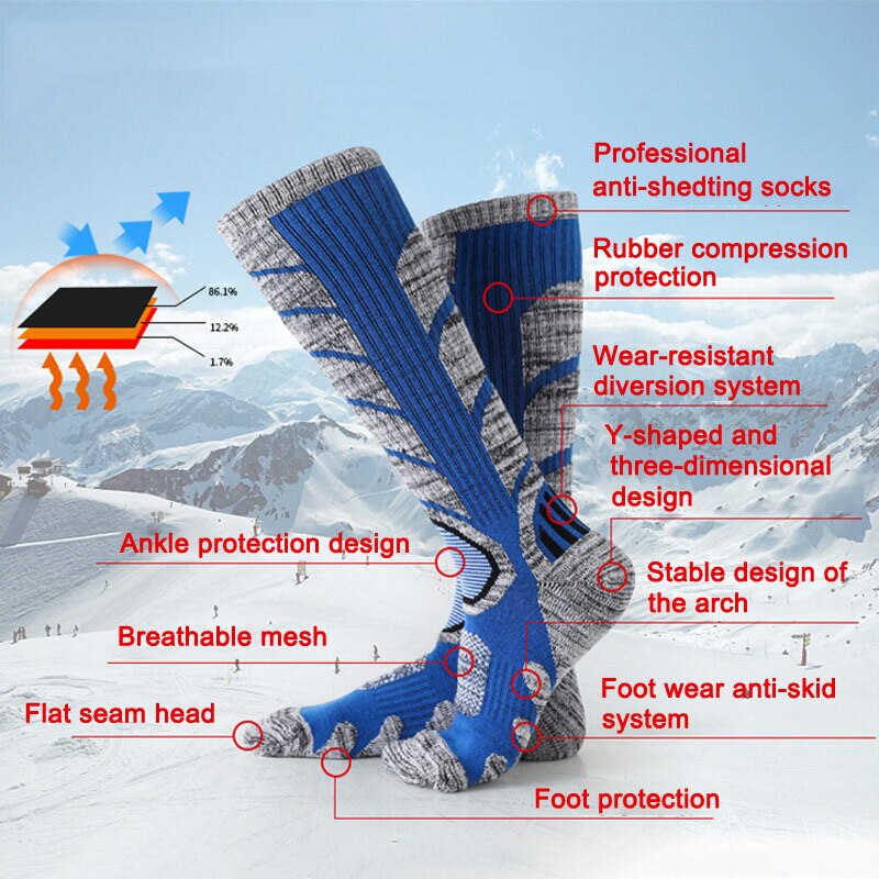 1 Paar Winter Sport Outdoor Knie Hoogte Fietsen Thicken Lange Warme Ski Sok SAL99