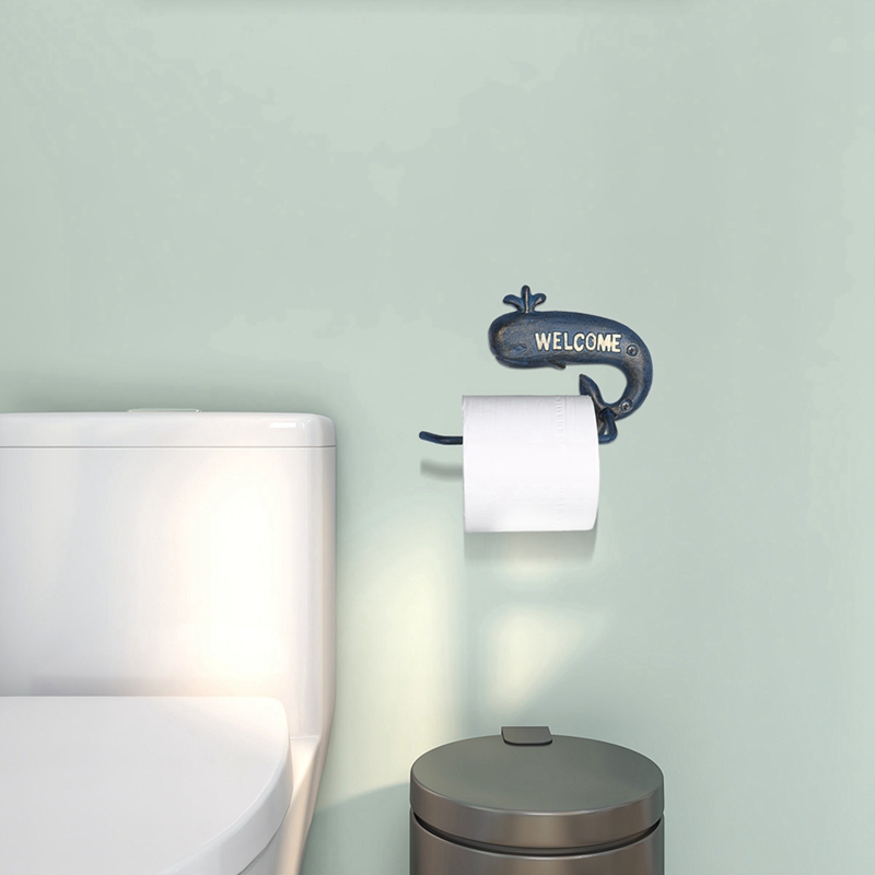 Cast Iron Paper Towel Holder Whale Paper Holder Coat Hook Towel Rack Bathroom Organizer Kitchen Roll Paper Holder