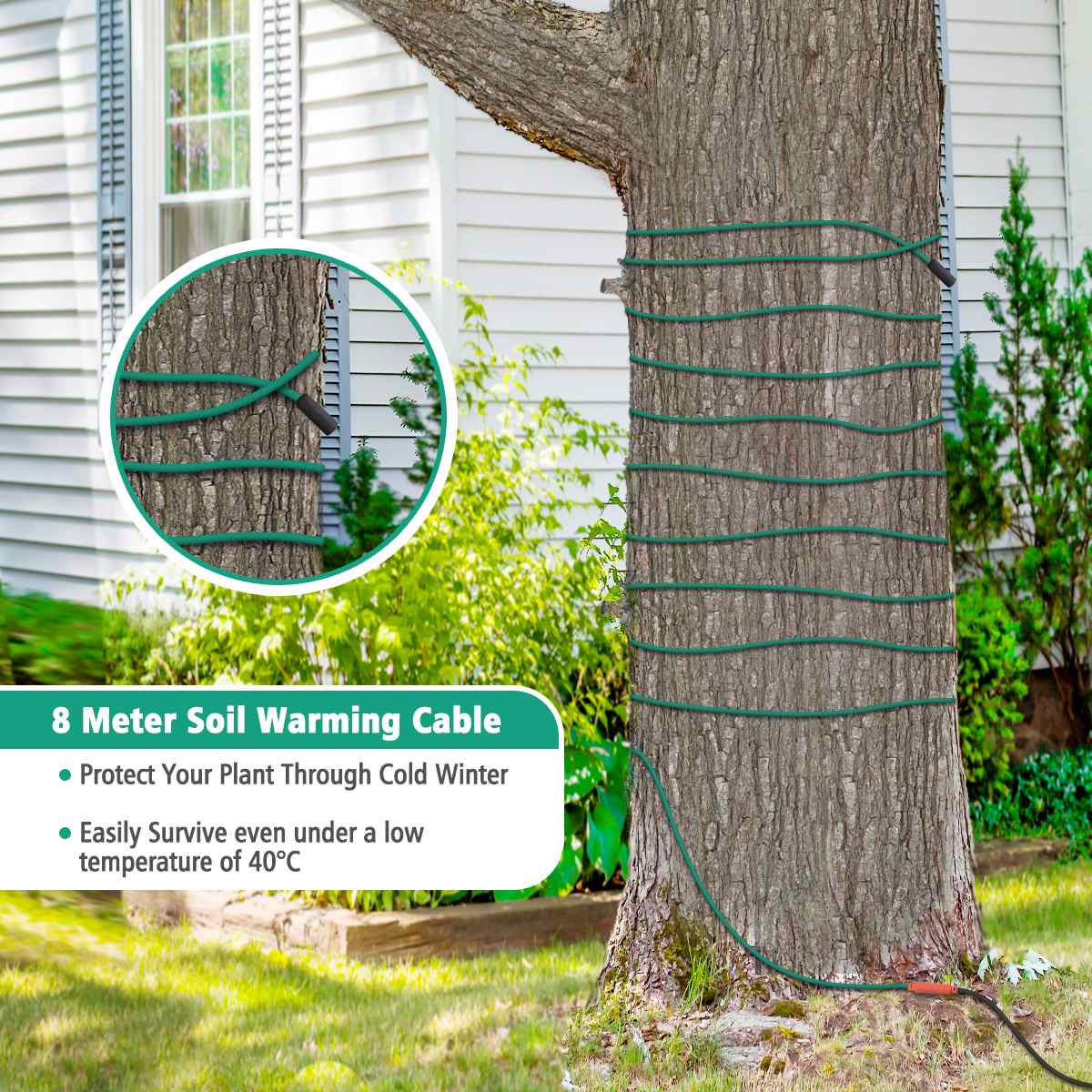 220V EU Plug-in Power Cord Self Regulating Heating waterproof Cable for Water pipe Freeze Protection, Reptiles Pets Heating