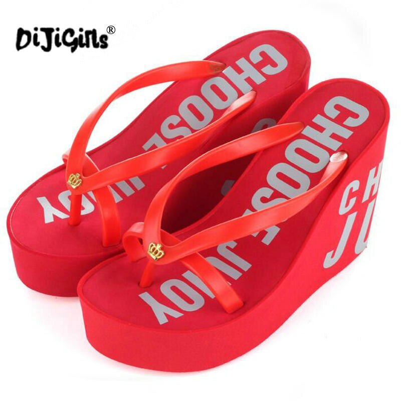 Fip fops kvinder eva 11cm højhælede 4cm platforme sommer kvinder sko kiler flip flops strandsko