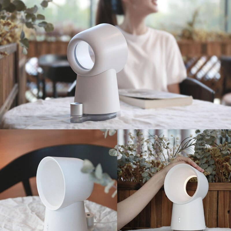 Humidificador sin aspas para el hogar y la Oficina, minivaporizador de agua con USB, generador de niebla, ventilador de refrigeración de aire de escritorio con luz LED nocturna