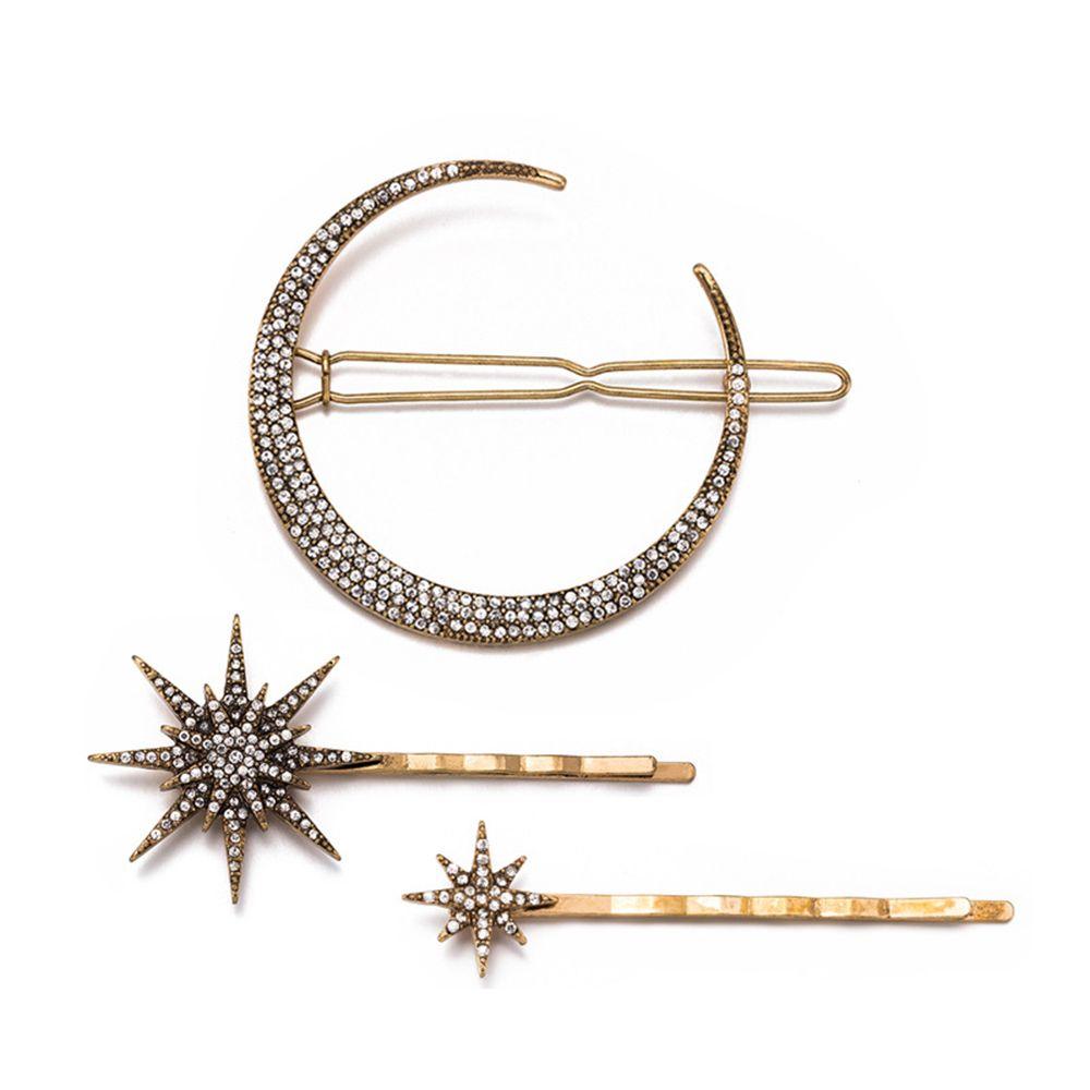 1/3 stk moon star rhinestone hårklemme metal hårnål kvinder pige bang side hårgreb hårspænde hovedbeklædning gør-det-selv styling tilbehør juvel: 4
