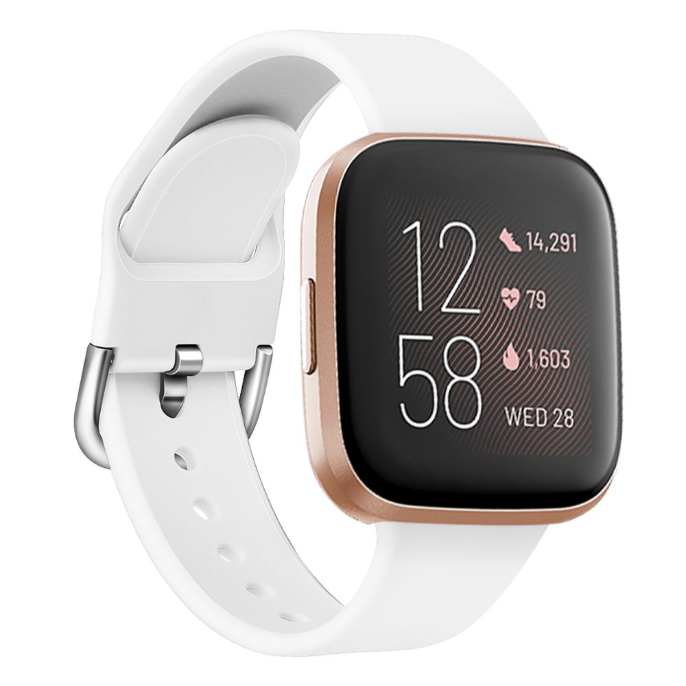 Ren farge armbånd til fitbit versa 2/ versa lite vanntett erstatning myk silikon klokkerem correa: Hvit / L